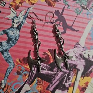 Silver Axe Dangle Earrings for Women - Gothic Statement Jewelry